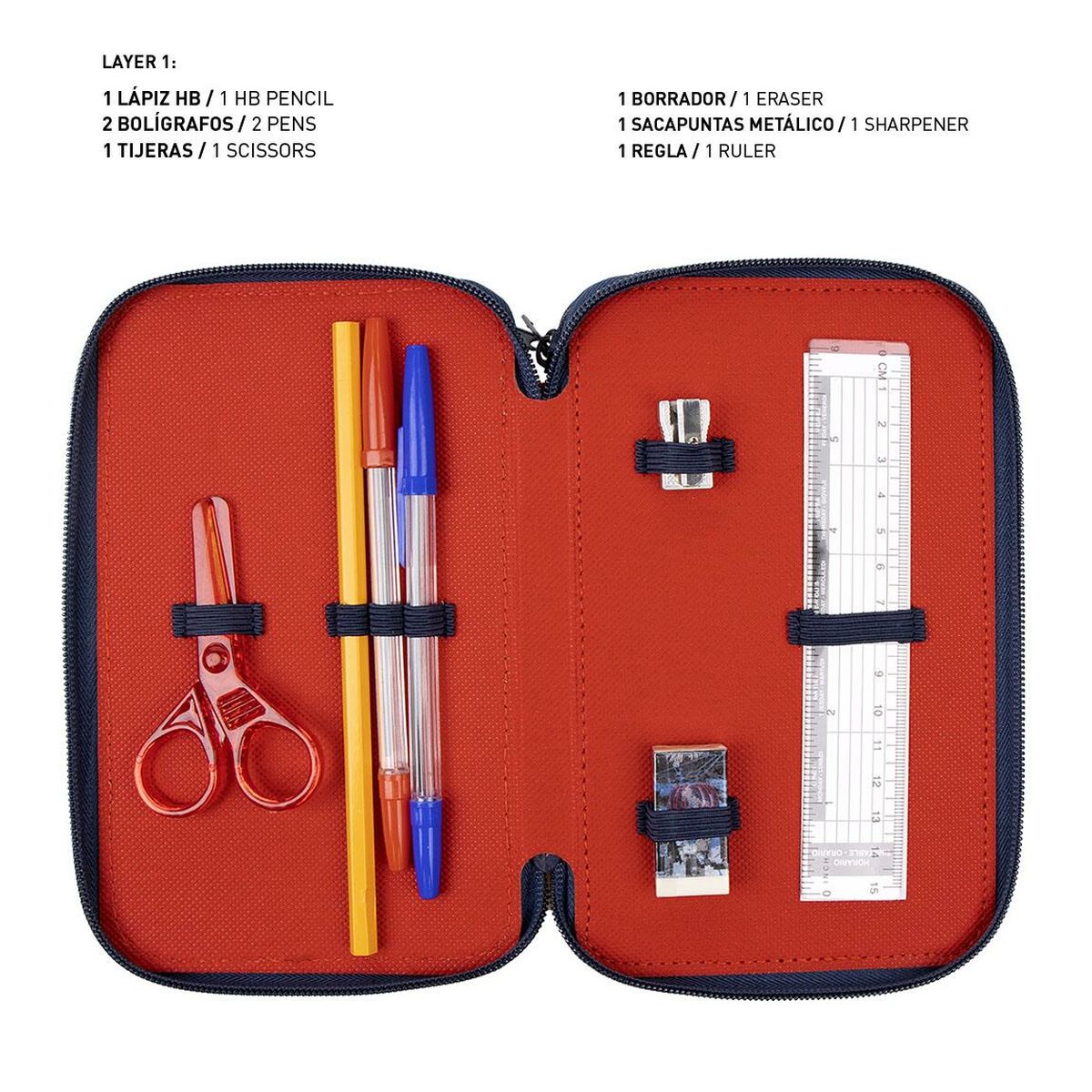 Triple Pencil Case Spiderman 43 Pieces