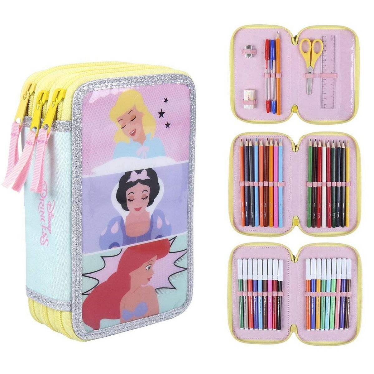 School Case with Accessories Princesses Disney