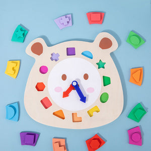 Montessori Wooden Clock Bear Puzzle Toy