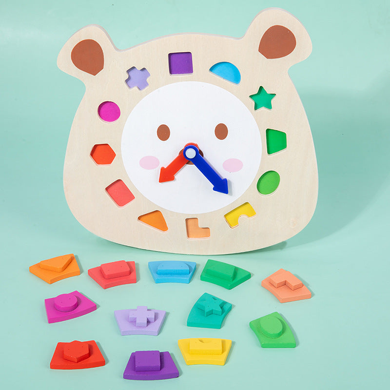 Montessori Wooden Clock Bear Puzzle Toy