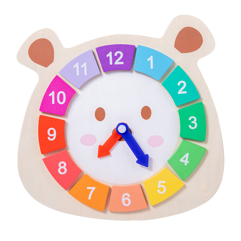 Montessori Wooden Clock Bear Puzzle Toy